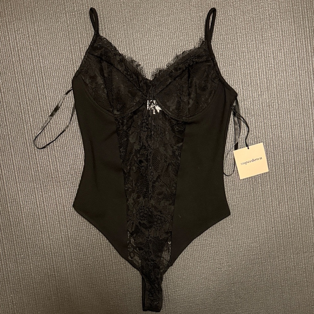 superdown Black Lace Shapewear Bodysuit